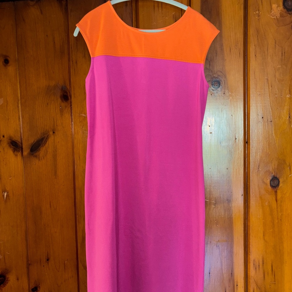Talbots Pink and Orange Midi Dress